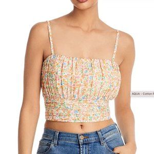 Cropped floral bustier, Aqua for Bloomingdales